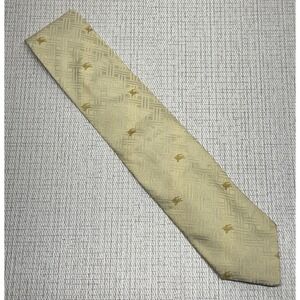 Vintage Burberry London Luxury‎ Woven Geometric Wedding Ivory 100% Silk Tie